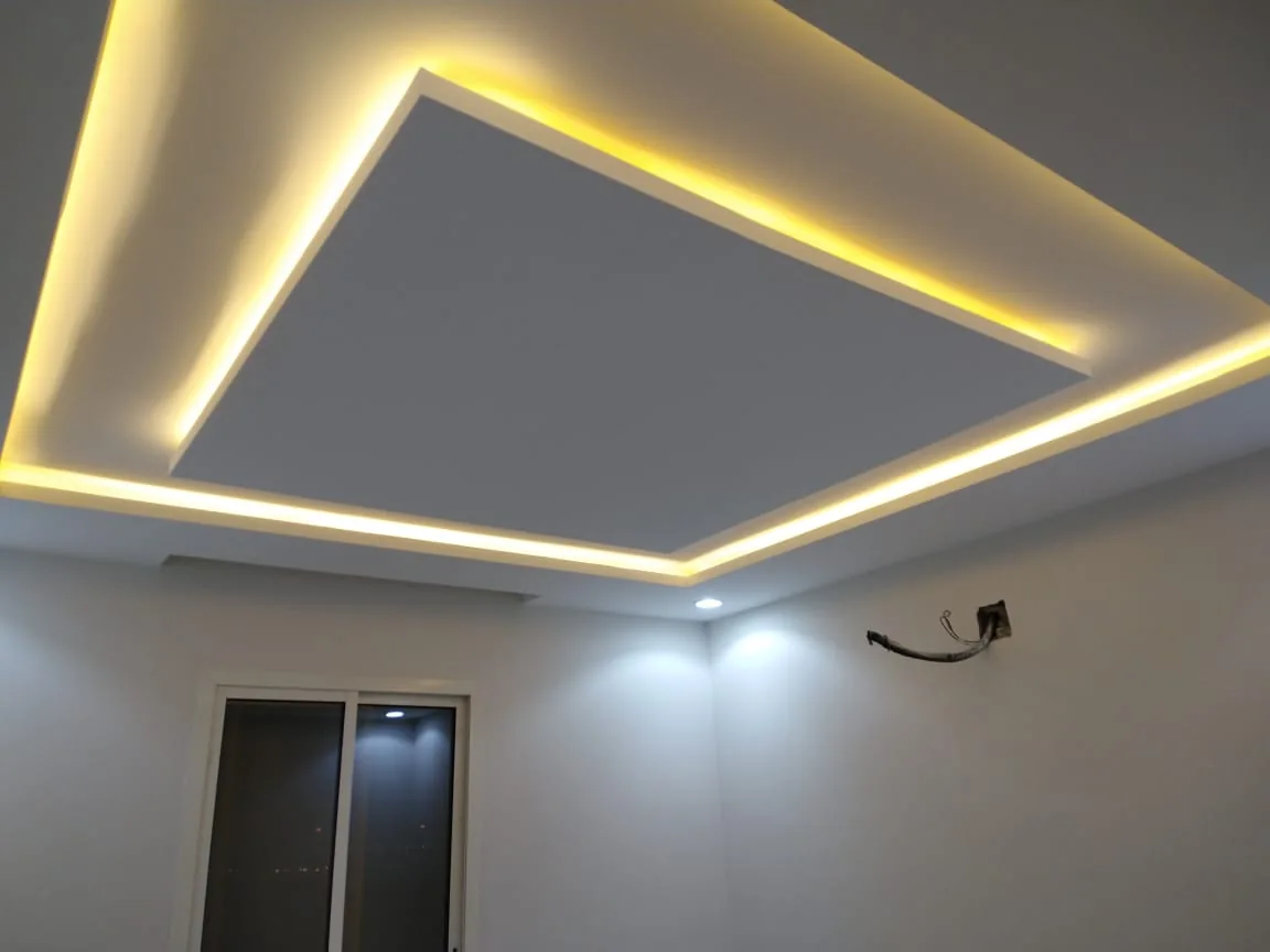 جبس سقف هندسي بخطوط ضوئية
