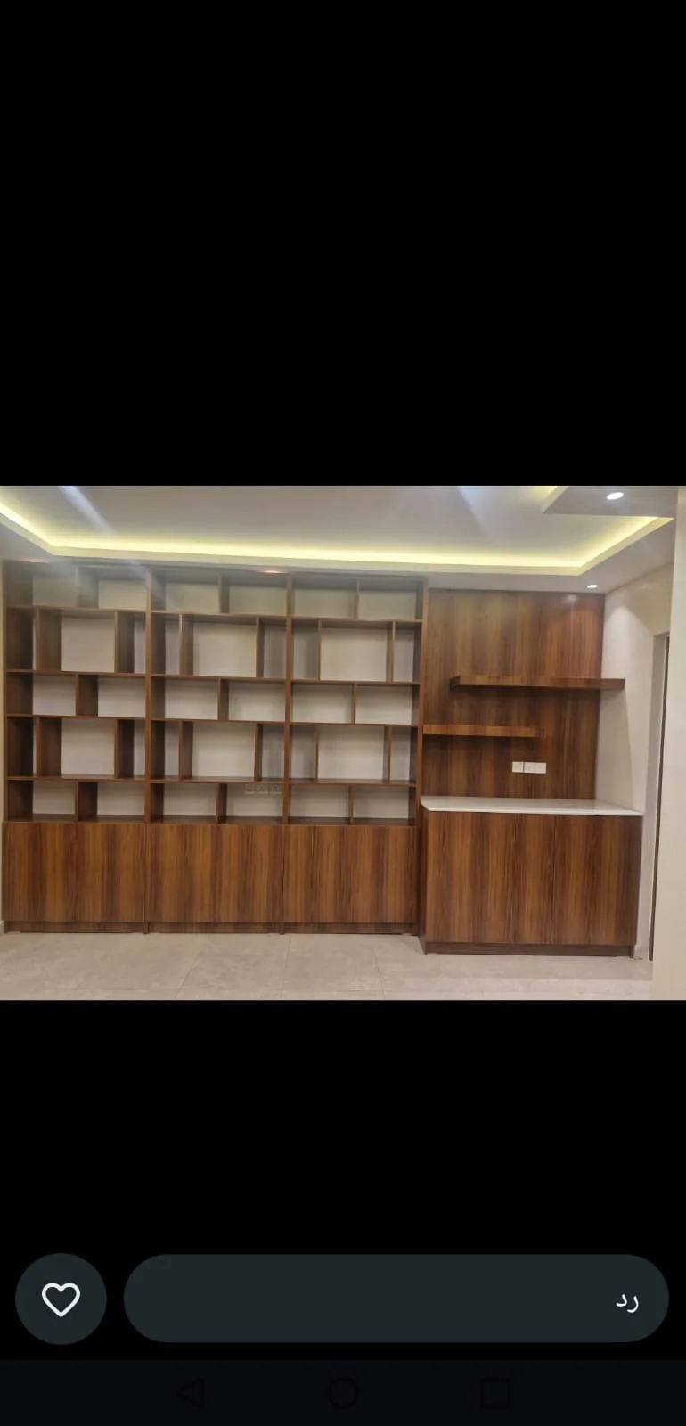 تفاصيل ديكور خشبي وخزائن ضمن تشطيب داخلي